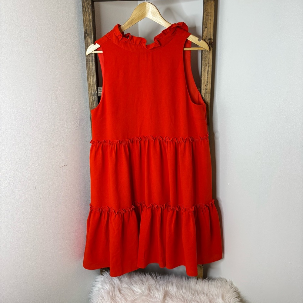 Elliatt Red Sleeveless Ruffle Tiered Dress Size L